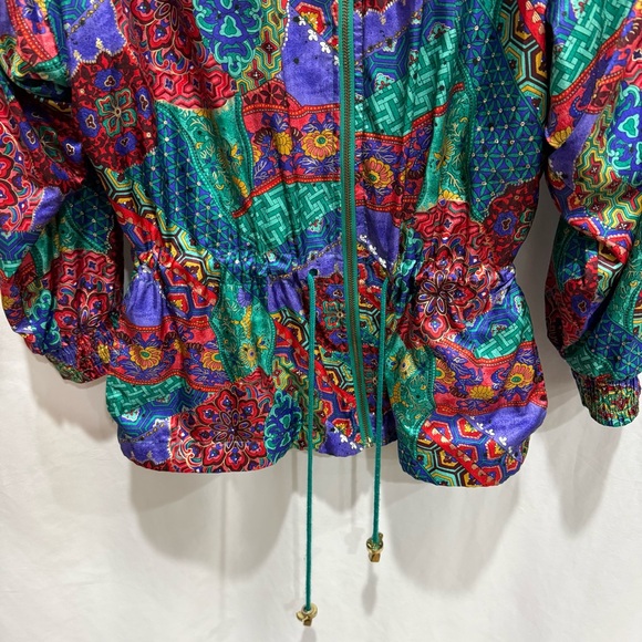 Lavon Petites PM Vintage Windbreaker Jacket Festival Retro Patchwork Print Event - Picture 4 of 16